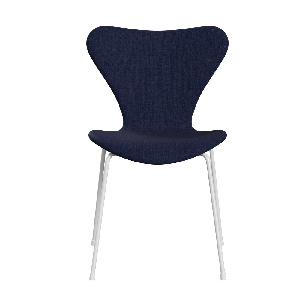 Fritz Hansen 3107 Chair Full Upholstery, White/Remix Dark Ultramarine Blue