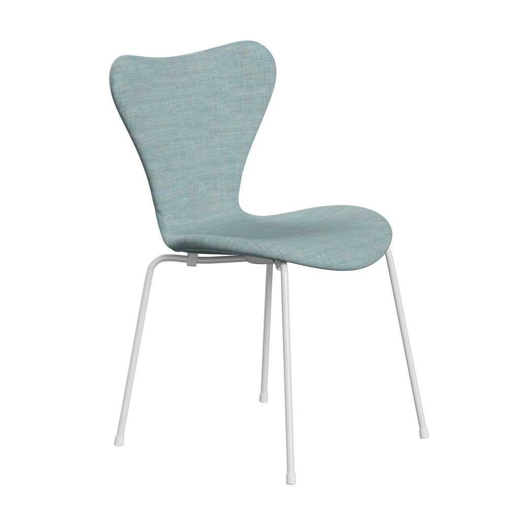 Fritz Hansen 3107 Chair Full Upholstery, White/Remix Light Blue