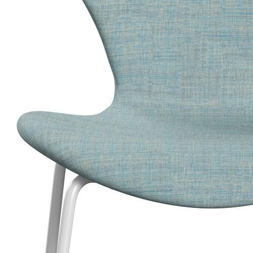 Fritz Hansen 3107 Chair Full Upholstery, White/Remix Light Blue