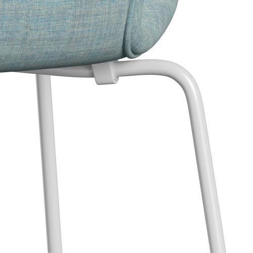 Fritz Hansen 3107 Chair Full Upholstery, White/Remix Light Blue