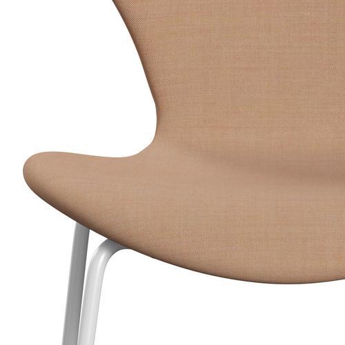 Fritz Hansen 3107 Chair Full Upholstery, White/Remix Light Brown (Rem406)