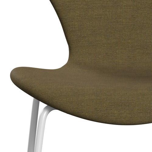 Fritz Hansen 3107 Chair Full Upholstery, White/Remix Moss Green