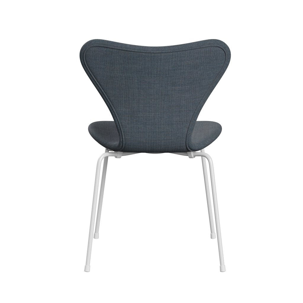 Fritz Hansen 3107 Chair Full Upholstery, White/Remix Petrol Blue Dark