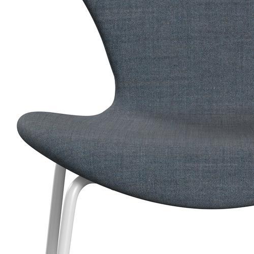 Fritz Hansen 3107 Chair Full Upholstery, White/Remix Petrol Blue Dark