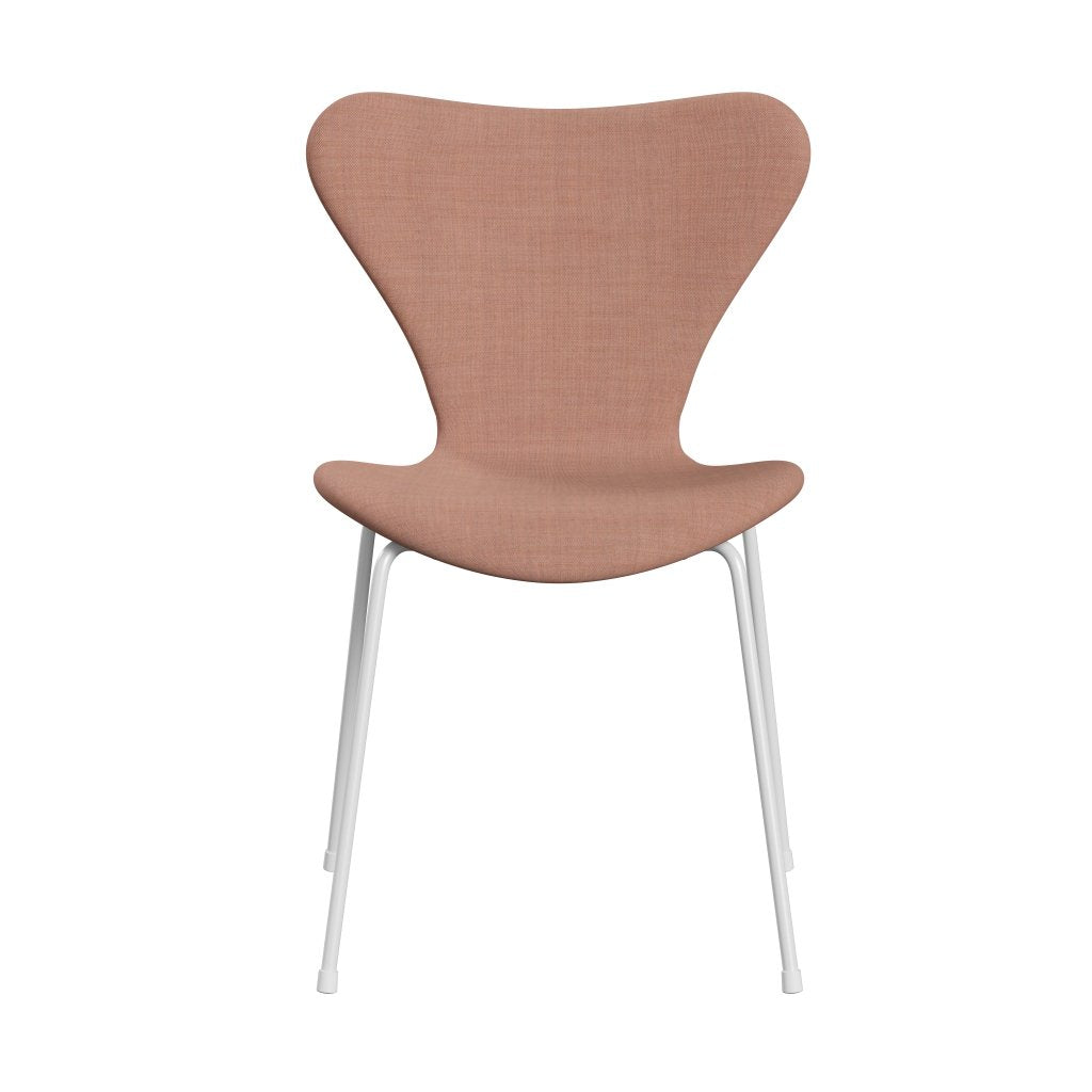 Fritz Hansen 3107 Chair Full Upholstery, White/Remix Pink Light/Pink