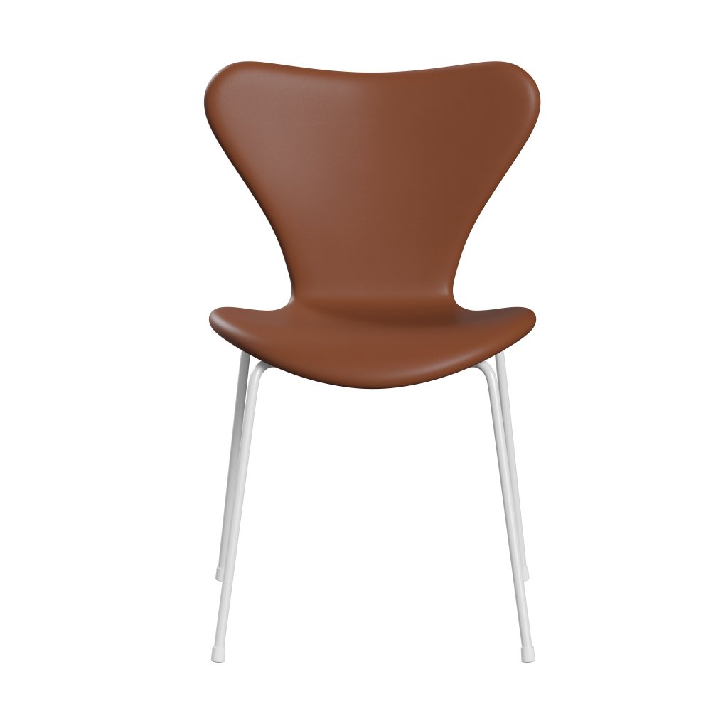 Fritz Hansen 3107 Chair Full Upholstery, White/Soft Cognac