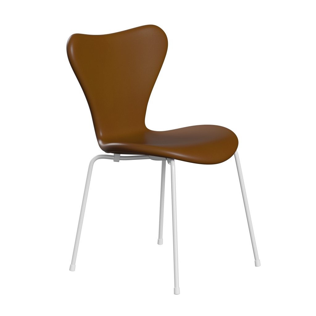 Fritz Hansen 3107 Chair Full Upholstery, White/Soft Walnut