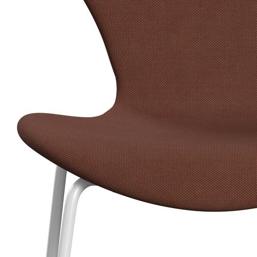 Fritz Hansen 3107 Chair Full Upholstery, White/Steelcut Medium Brown