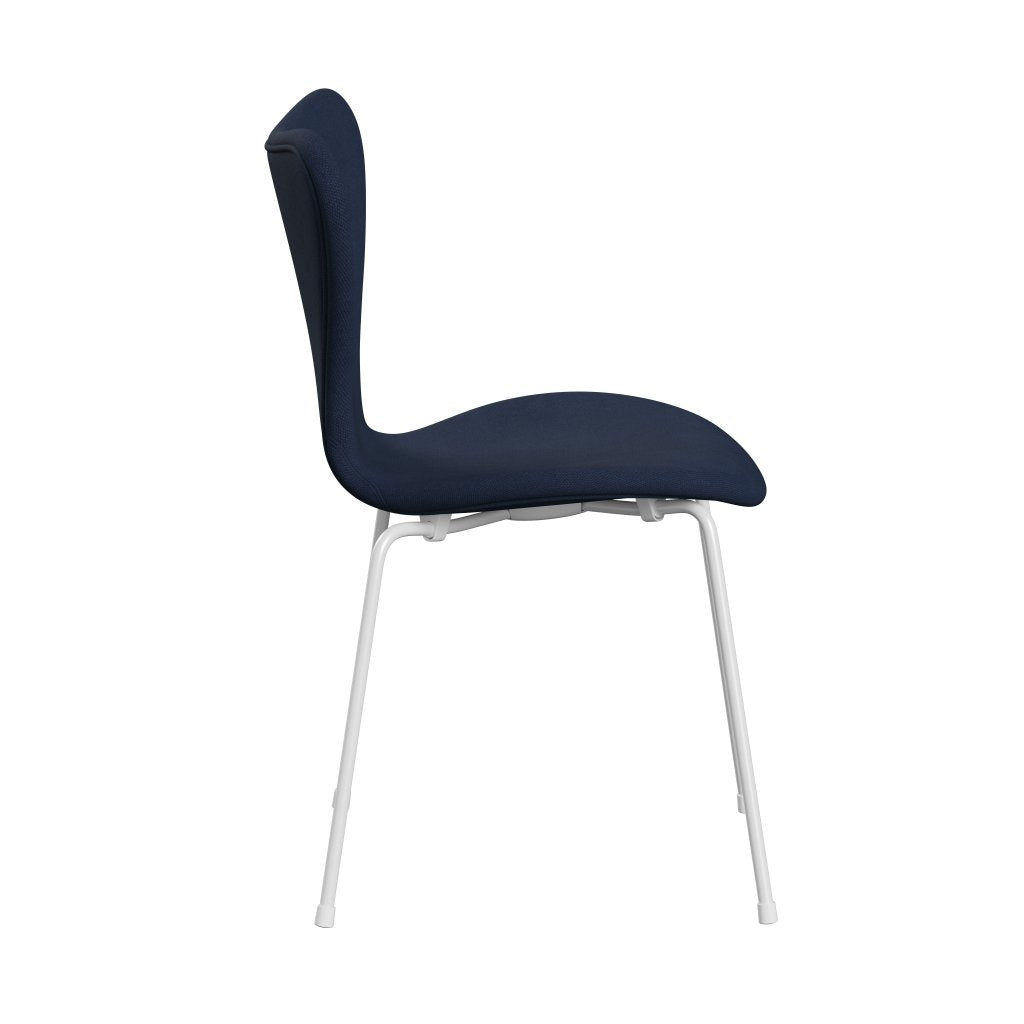 Fritz Hansen 3107 Chair Full Upholstery, White/Steelcut Royal Blue