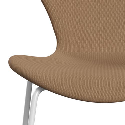 Fritz Hansen 3107 Chair Full Upholstery, White/Steelcut Sand Dark/Beige