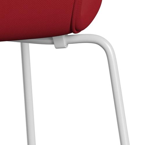 Fritz Hansen 3107 Chair Full Upholstery, White/Steelcut Standard/Light Dark Red