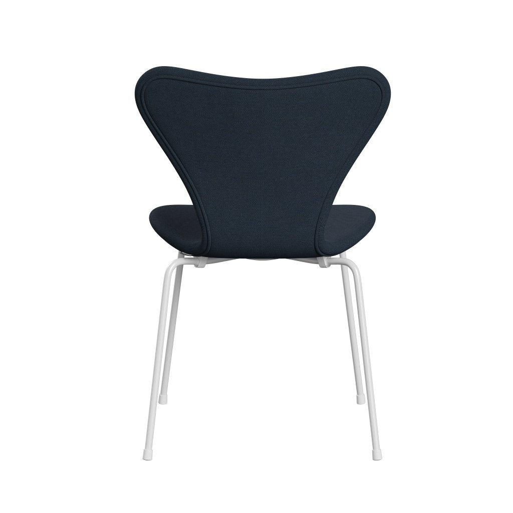 Fritz Hansen 3107 Chair Full Upholstery, White/Steelcut Trio Dark Brown Blue