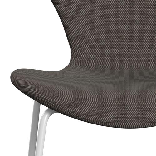 Fritz Hansen 3107 Chair Full Upholstery, White/Steelcut Trio Red/Light Brown