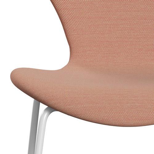 Fritz Hansen 3107 Chair Full Upholstery, White/Steelcut Trio White & Red