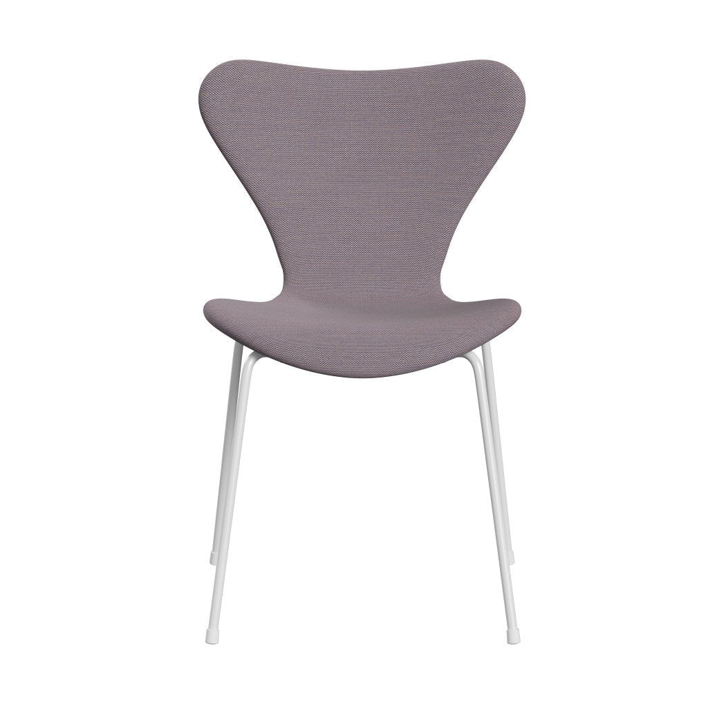 Fritz Hansen 3107 Chair Full Upholstery, White/Steelcut Trio White/Violet