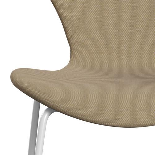 Fritz Hansen 3107 Chair Full Upholstery, White/Steelcut Trio Soft Yellow