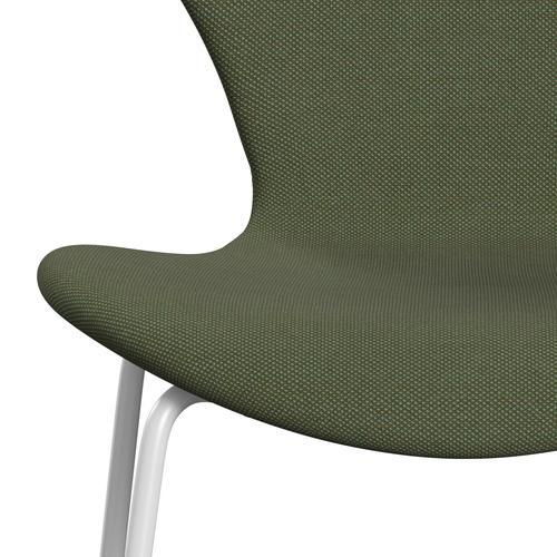 Fritz Hansen 3107 Chair Full Upholstery, White/Steelcut Trio Soft Green