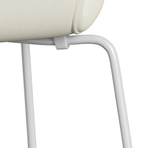 Fritz Hansen 3107 Chair Full Upholstery, White/Sunniva 2 Crème