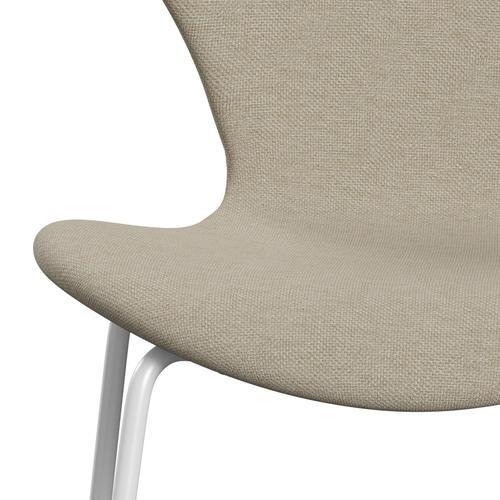 Fritz Hansen 3107 Chair Full Upholstery, White/Sunniva 2 Light Beige