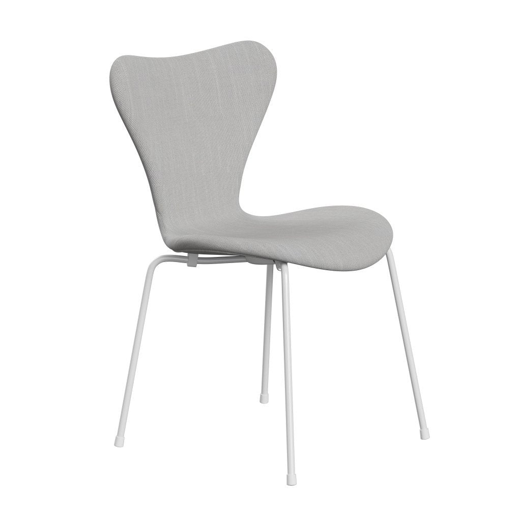 Fritz Hansen 3107 Chair Full Upholstery, White/Sunniva 2 Natural/Light Grey