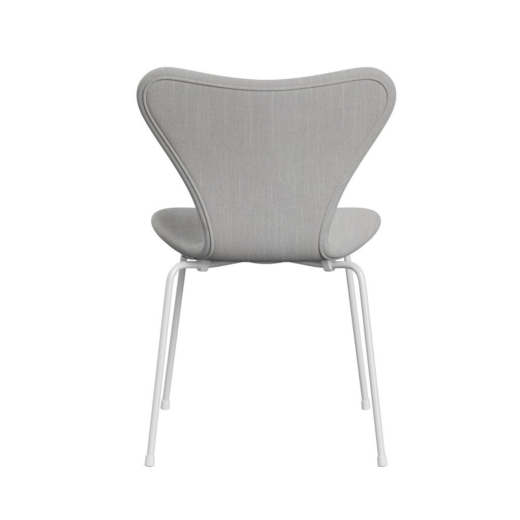 Fritz Hansen 3107 Chair Full Upholstery, White/Sunniva 2 Natural/Light Grey