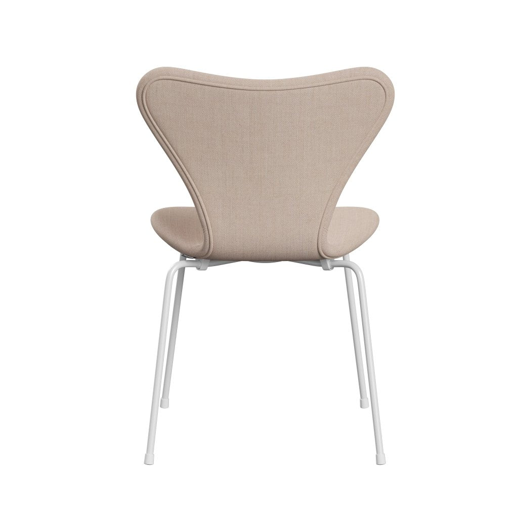 Fritz Hansen 3107 Chair Full Upholstery, White/Sunniva 2 Sand/Soft Pink