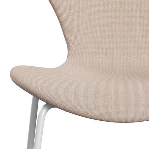 Fritz Hansen 3107 Chair Full Upholstery, White/Sunniva 2 Sand/Soft Pink