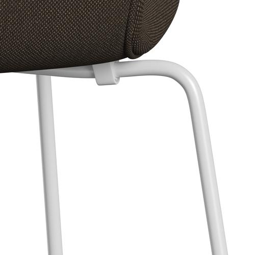 Fritz Hansen 3107 Chair Full Upholstery, White/Sunniva 2 Chocolate/Black