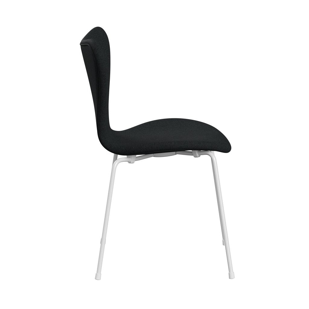 Fritz Hansen 3107 Chair Full Upholstery, White/Sunniva 2 Black/Dark Grey