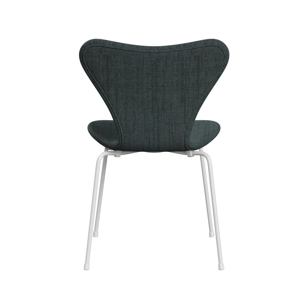 Fritz Hansen 3107 Chair Full Upholstery, White/Sunniva 2 Black/Light Blue