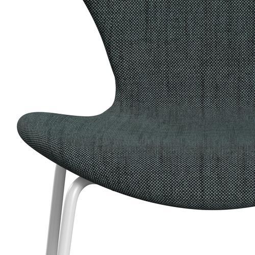 Fritz Hansen 3107 Chair Full Upholstery, White/Sunniva 2 Black/Light Blue