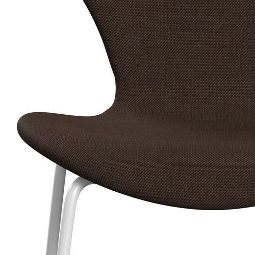 Fritz Hansen 3107 Chair Full Upholstery, White/Sunniva 2 Black/Chestnut