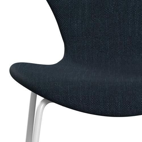 Fritz Hansen 3107 Chair Full Upholstery, White/Sunniva 2 Black/Navy