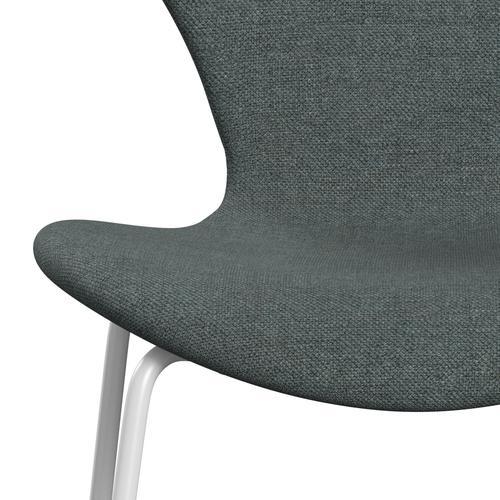 Fritz Hansen 3107 Chair Full Upholstery, White/Sunniva 2 Steel Grey