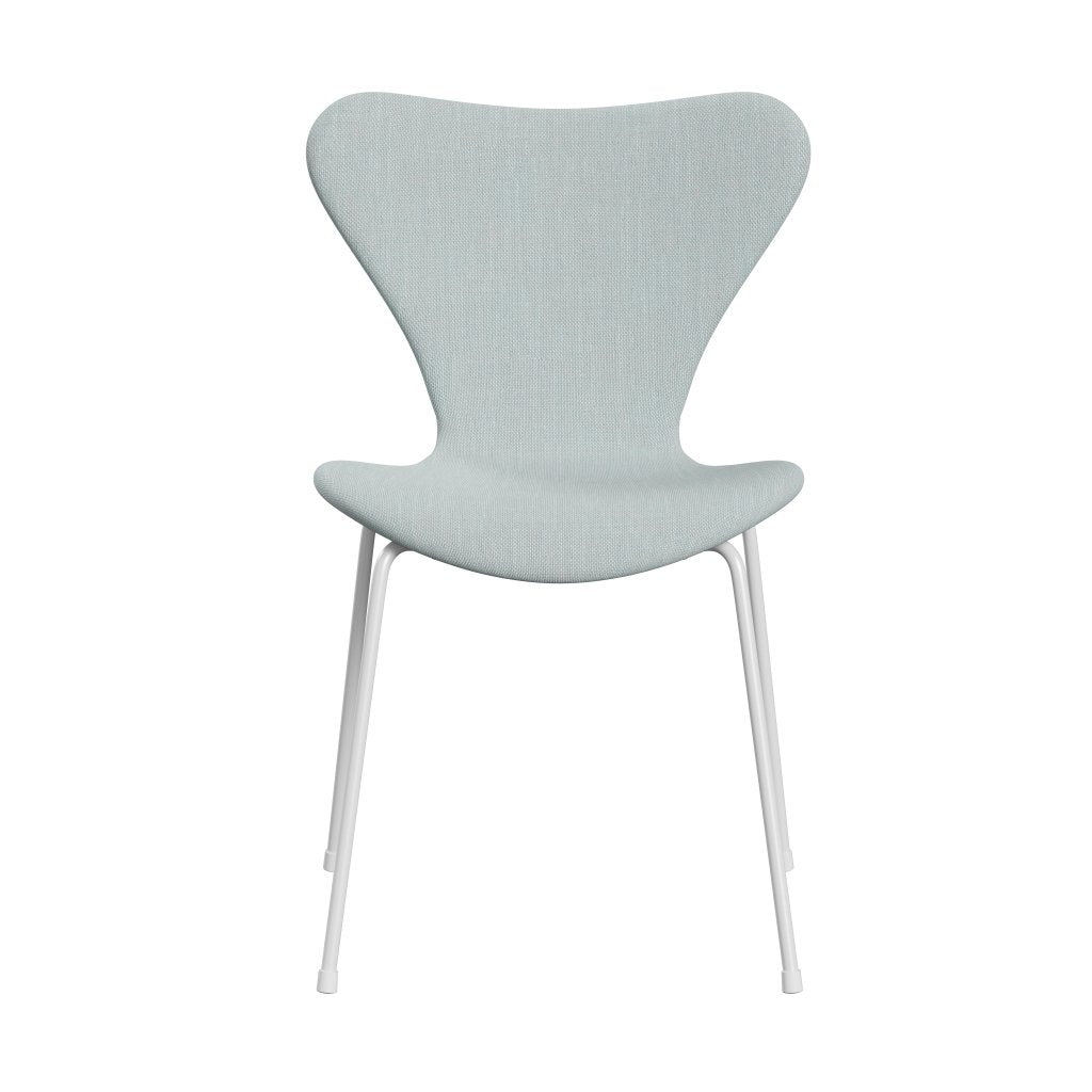 Fritz Hansen 3107 Chair Full Upholstery, White/Sunniva 2 White/Light Blue