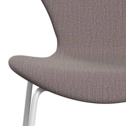 Fritz Hansen 3107 Chair Full Upholstery, White/Sunniva 2 White/Violet