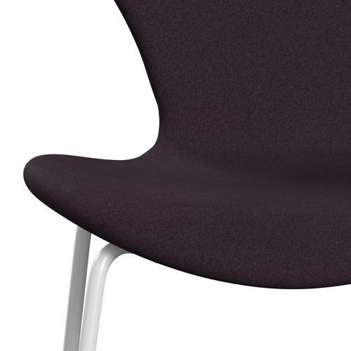 Fritz Hansen 3107 Chair Full Upholstery, White/Tonus Aubergine