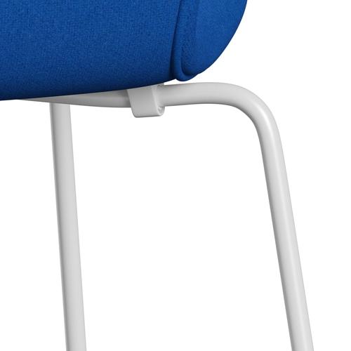 Fritz Hansen 3107 Chair Full Upholstery, White/Tonus Blue