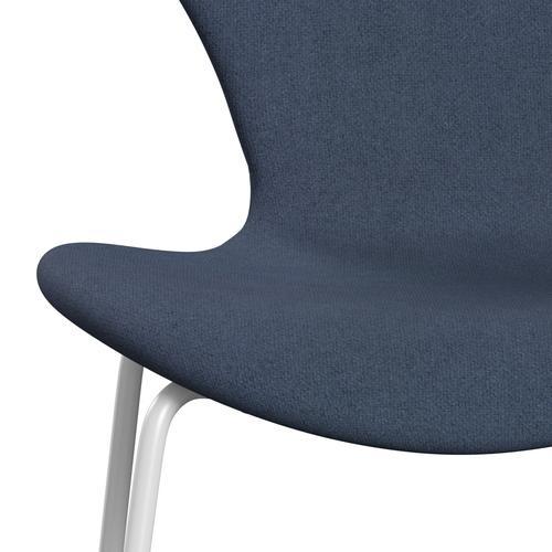 Fritz Hansen 3107 Chair Full Upholstery, White/Tonus Grey Blue