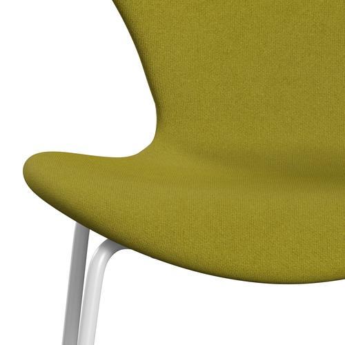 Fritz Hansen 3107 Chair Full Upholstery, White/Tonus Lime Green