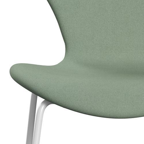 Fritz Hansen 3107 Chair Full Upholstery, White/Tonus Mint Green