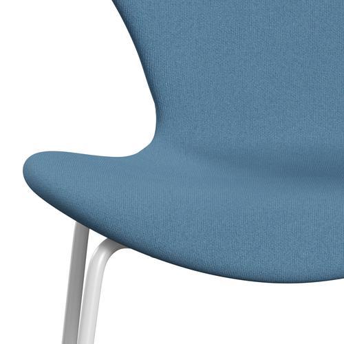 Fritz Hansen 3107 Chair Full Upholstery, White/Tonus Pastel Blue