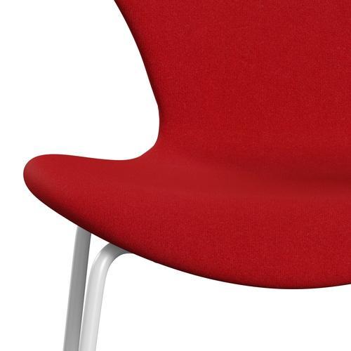 Fritz Hansen 3107 Chair Full Upholstery, White/Tonus Red