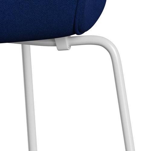 Fritz Hansen 3107 Chair Full Upholstery, White/Tonus Royal Blue