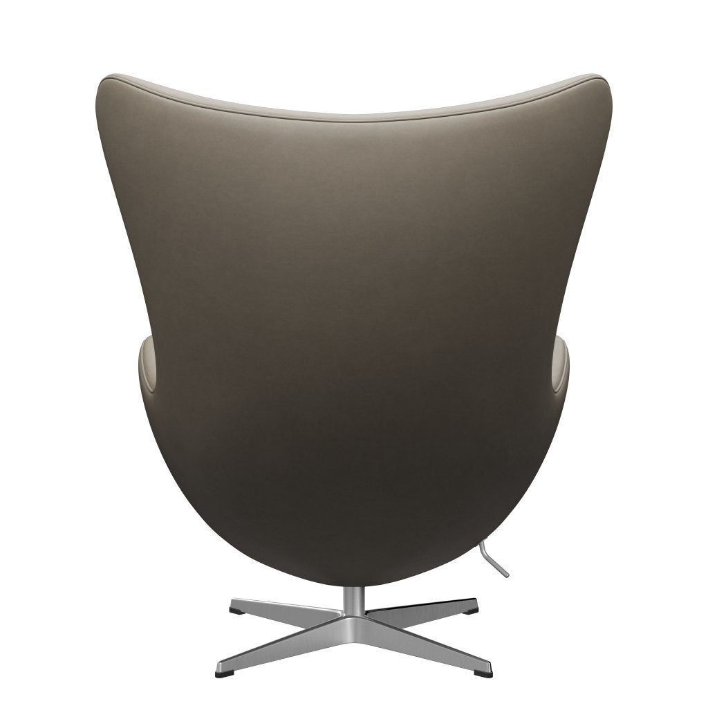 Fritz Hansen The Egg Lounge Chair Leather, Satin Brushed Aluminium/Essential Light Grey