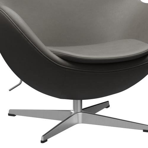 Fritz Hansen The Egg Lounge Chair Leather, Satin Brushed Aluminum/Essential Lava