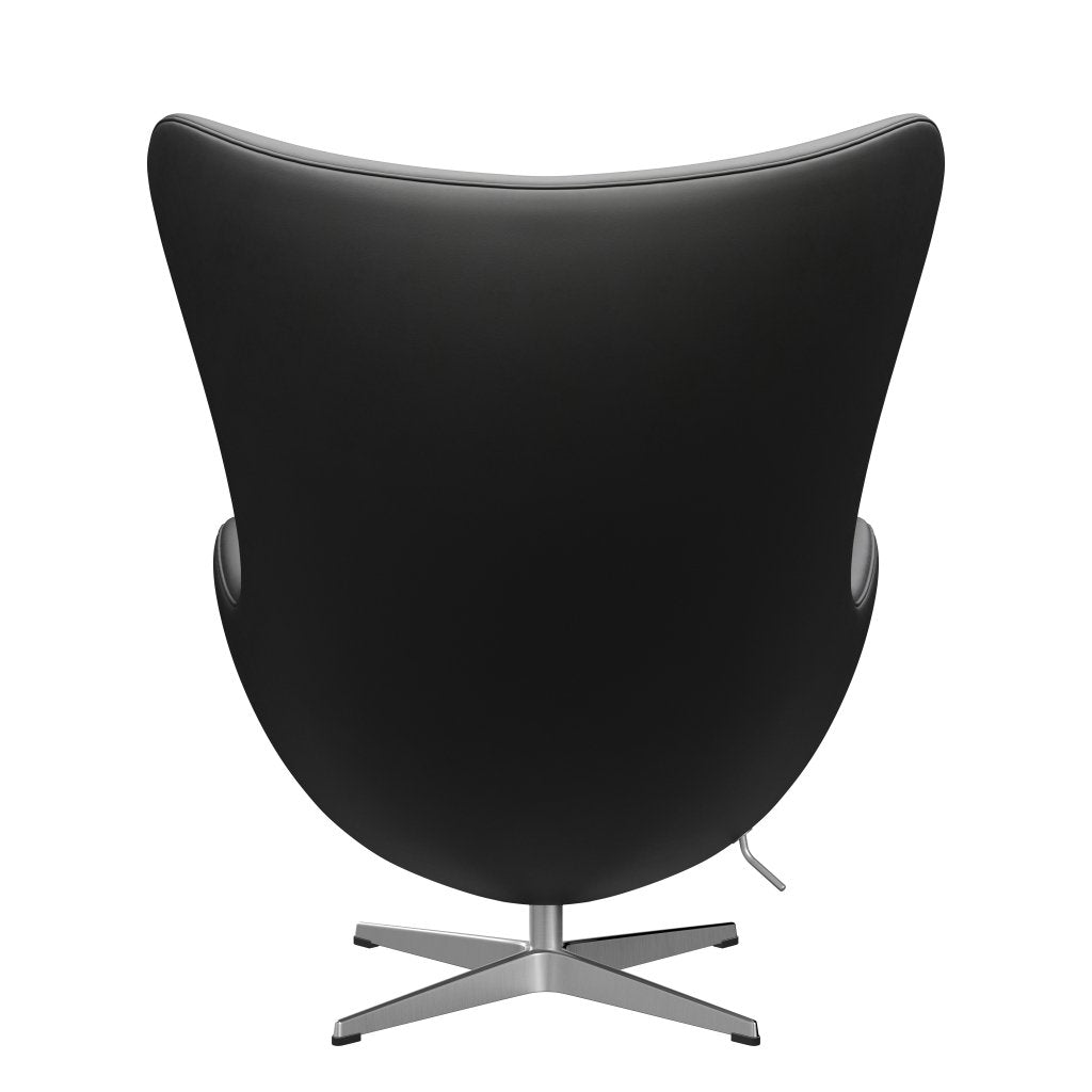 Fritz Hansen The Egg Lounge Chair Leather, Satin Brushed Aluminium/Essential Black