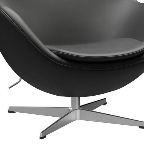 Fritz Hansen The Egg Lounge Chair Leather, Satin Brushed Aluminium/Essential Black