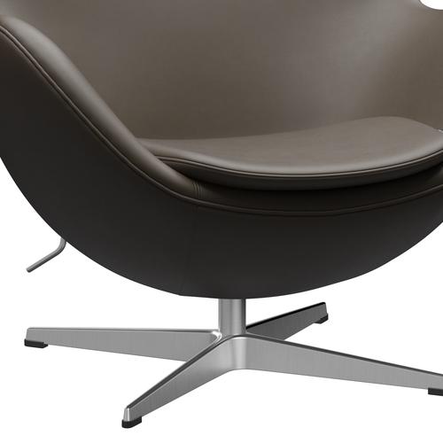 Fritz Hansen The Egg Lounge Chair Leather, Satin Brushed Aluminum/Essential Stone