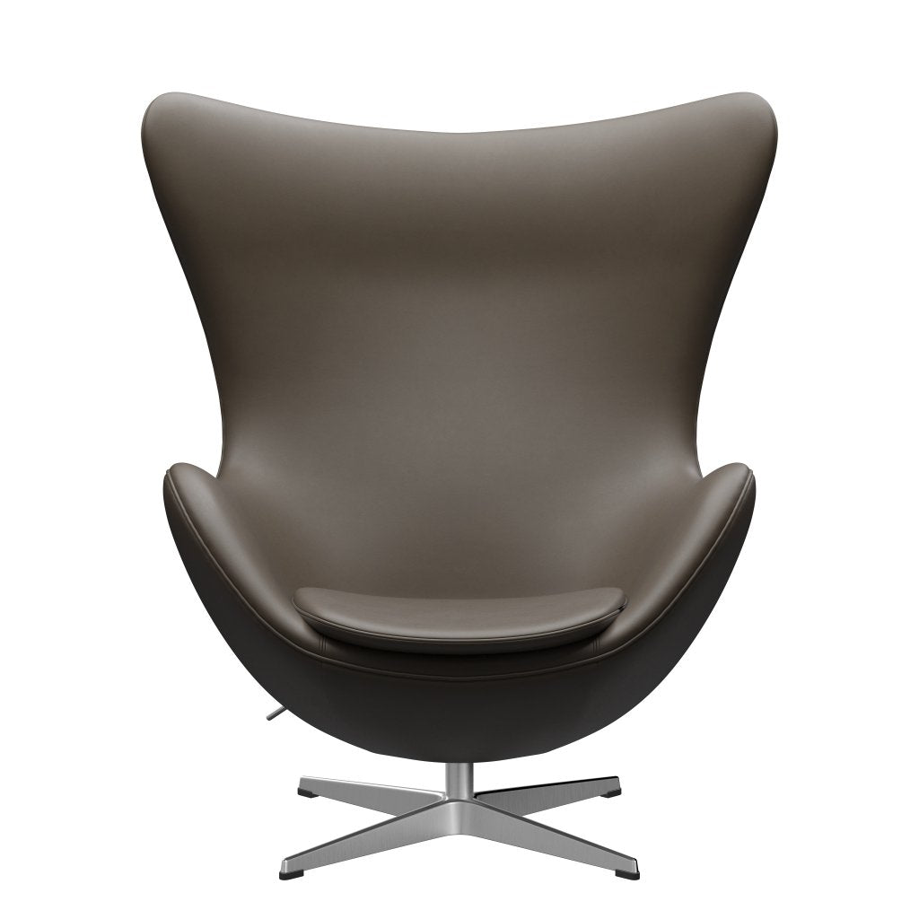 Fritz Hansen The Egg Lounge Chair Leather, Satin Brushed Aluminum/Essential Stone